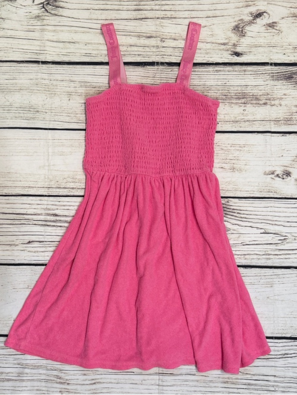 ♡ Juicy Couture Girls' Pink Smocked Terry Cover Up Dress L 12/14